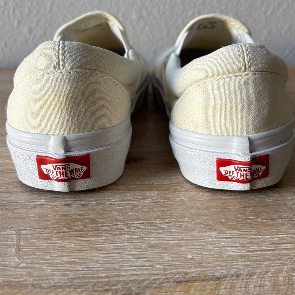 Vans Classic Canvas Cream Slip-On Shoes - Picture 5 of 10